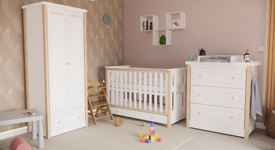 ensemble de meubles (lit, commode, armoire)